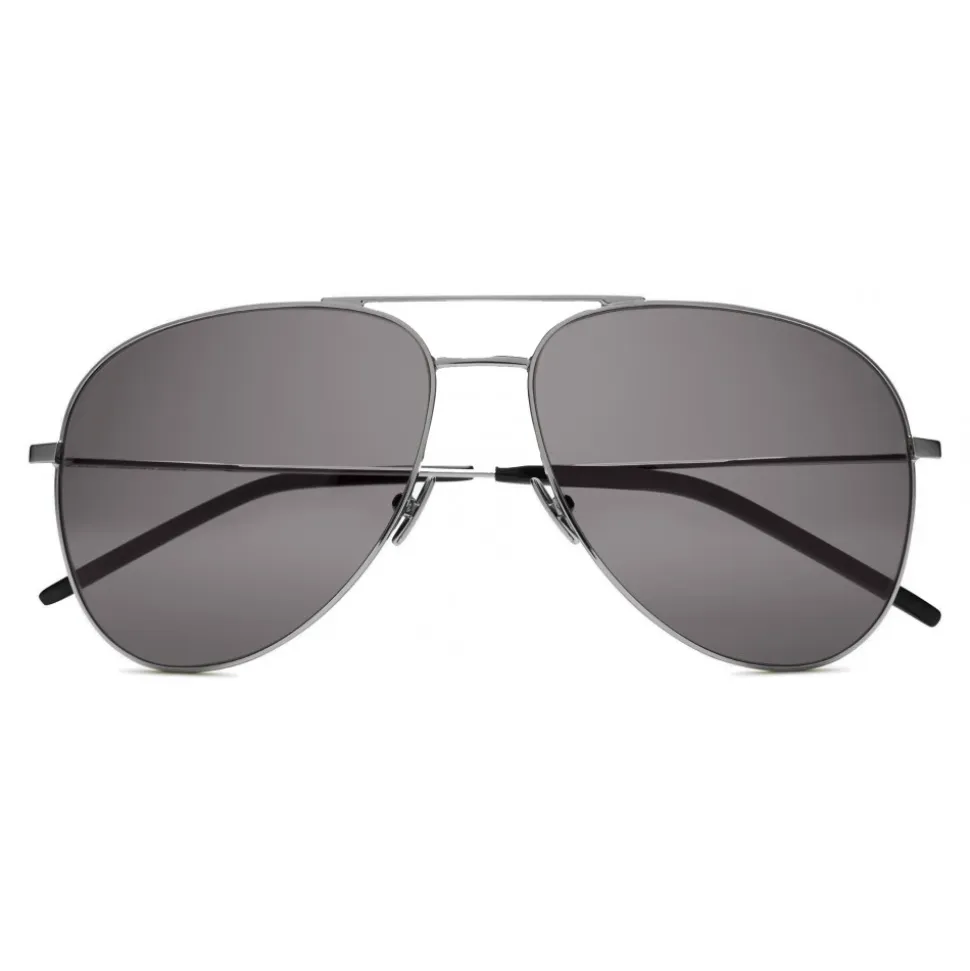 Yves Saint Laurent - Classic SL 11 Aviator Sunglasses with Iron Bridge - Oxidized Silver - Saint Laurent Eyewear - Avvenice