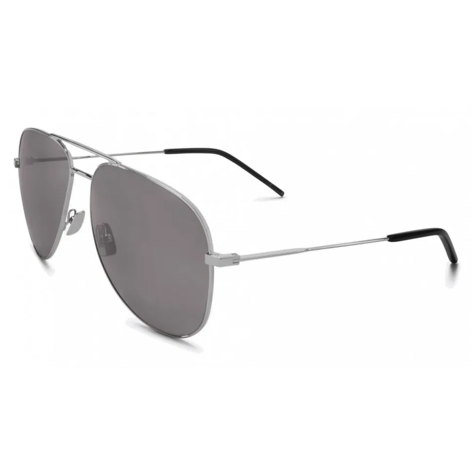 Yves Saint Laurent - Classic SL 11 Aviator Sunglasses with Iron Bridge - Oxidized Silver - Saint Laurent Eyewear - Avvenice