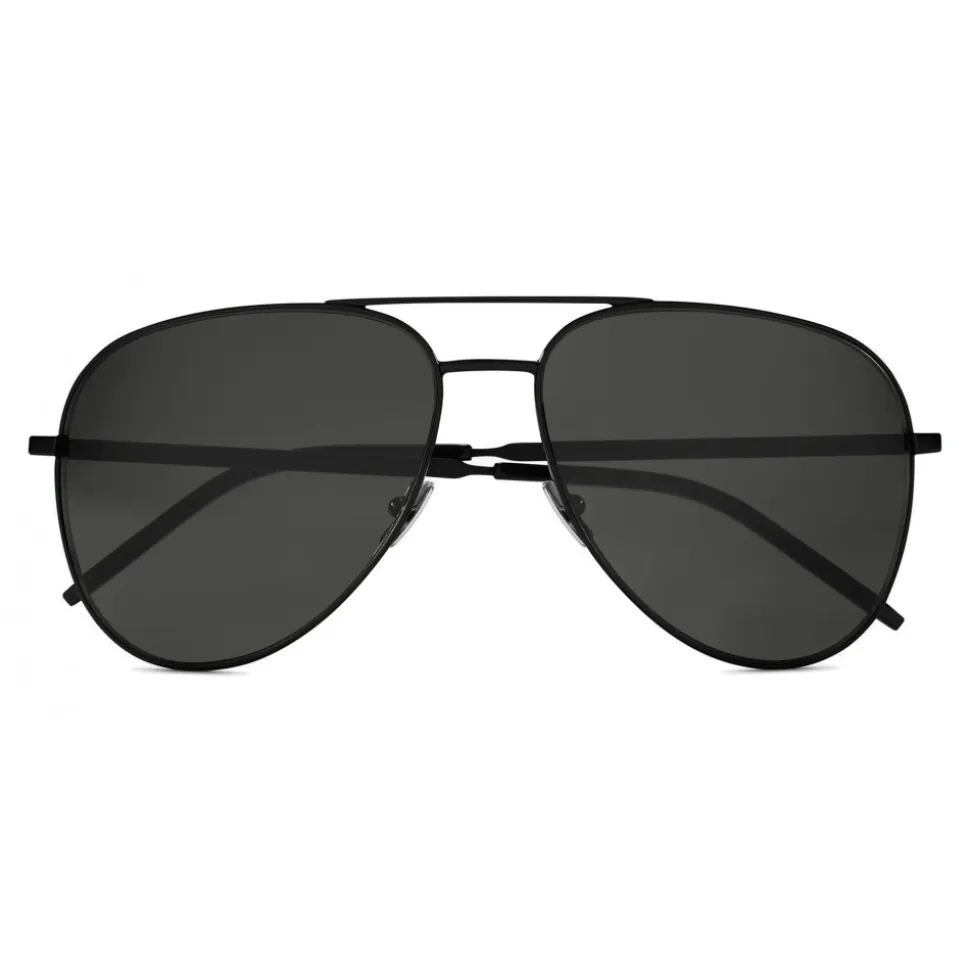 Yves Saint Laurent - Classic SL 11 Folk Aviator Sunglasses with Double Metal Bridge - Black - Saint Laurent Eyewear - Avvenice