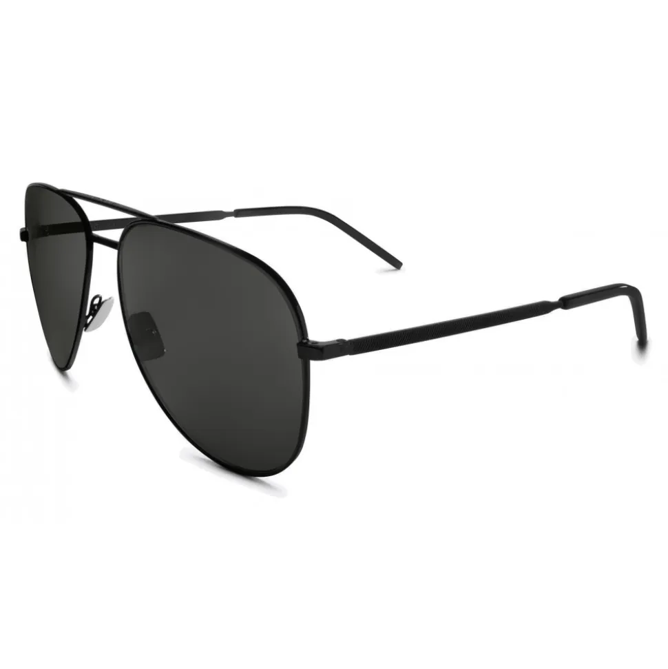Yves Saint Laurent - Classic SL 11 Folk Aviator Sunglasses with Double Metal Bridge - Black - Saint Laurent Eyewear - Avvenice