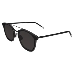 Yves Saint Laurent - Classic SL 28 Metal Sunglasses with Rounded Square Frame - Black Matt - Saint Laurent Eyewear - Avvenice