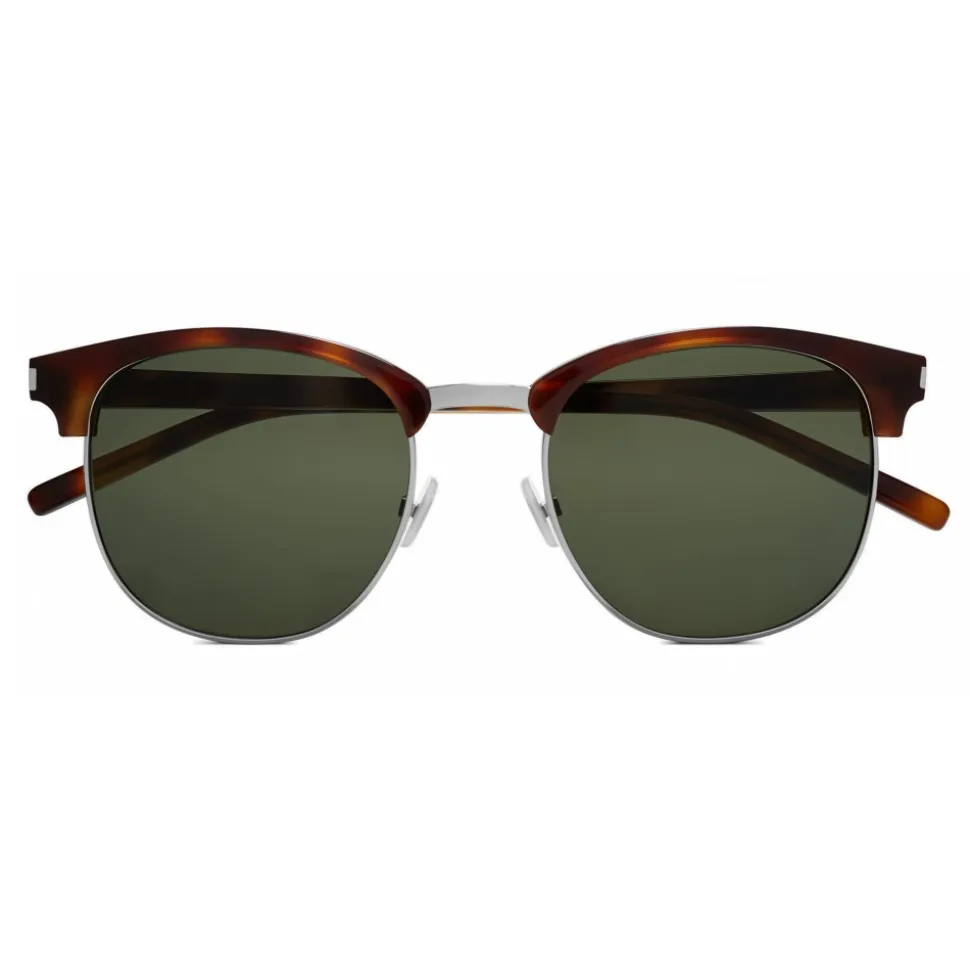 Yves Saint Laurent - Classic SL 108 Round Sunglasses with Polarized Mineral Glass Lenses - Havana - Saint Laurent Eyewear - Avvenice