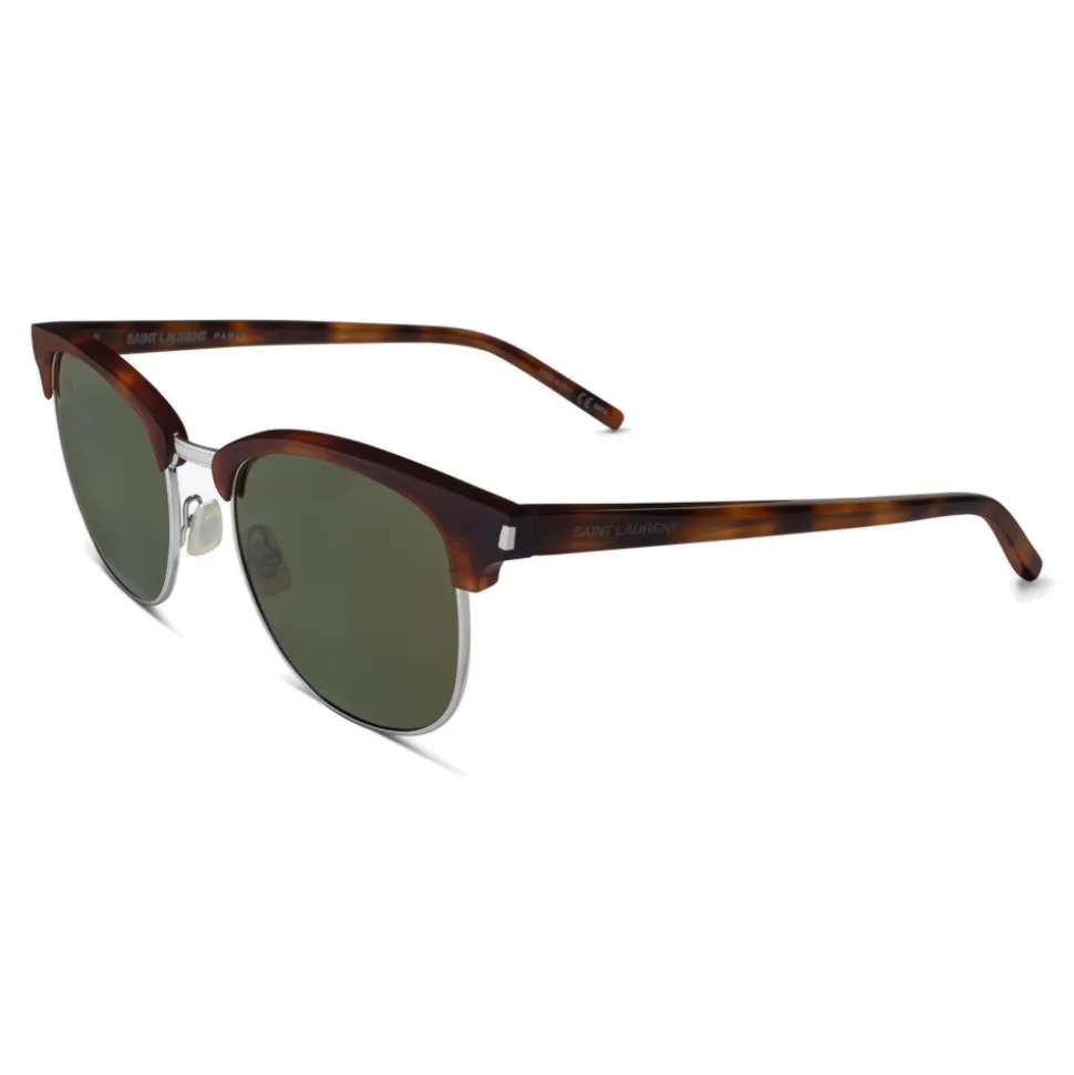 Yves Saint Laurent - Classic SL 108 Round Sunglasses with Polarized Mineral Glass Lenses - Havana - Saint Laurent Eyewear - Avvenice