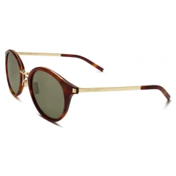 Yves Saint Laurent - Classic SL 57 Round Sunglasses with Metal Bridge - Light Havana - Saint Laurent Eyewear - Avvenice