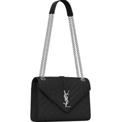 Yves Saint Laurent - Envelope Medium in Quilted Embossed Leather - Black - Saint Laurent Exclusive Collection - Avvenice