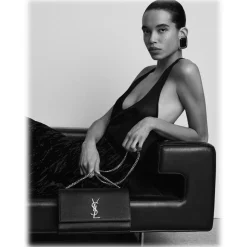 Yves Saint Laurent - Kate Medium in Grain de Poudre Embossed Leather - Black - Saint Laurent Exclusive Collection - Avvenice