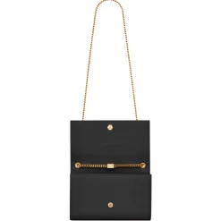 Yves Saint Laurent - Kate Medium in Grain de Poudre Embossed Leather - Black Light Bronze - Saint Laurent Exclusive Collection - Avvenice
