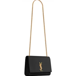Yves Saint Laurent - Kate Medium in Grain de Poudre Embossed Leather - Black Light Bronze - Saint Laurent Exclusive Collection - Avvenice