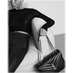 Yves Saint Laurent - Loulou Medium in Quilted Leather - Black Light Bronze - Saint Laurent Exclusive Collection - Avvenice