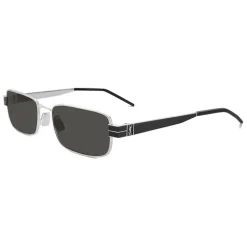 Yves Saint Laurent - Monogramme Rectangular SL M49 Sunglasses - Black Silver - Saint Laurent Eyewear - Avvenice