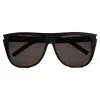 Yves Saint Laurent - New Wave SL 1/F Slim Sunglasses with Square Wellington Frame - Black - Saint Laurent Eyewear - Avvenice