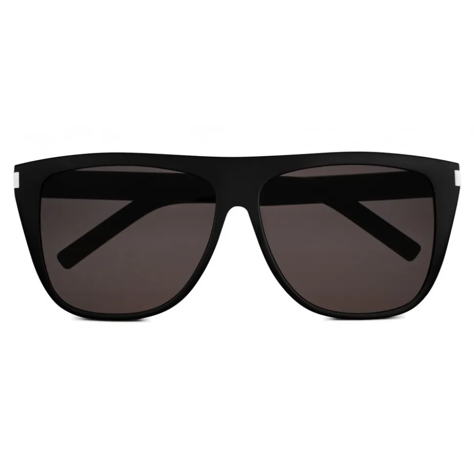 Yves Saint Laurent - New Wave SL 1/F Slim Sunglasses with Square Wellington Frame - Black - Saint Laurent Eyewear - Avvenice