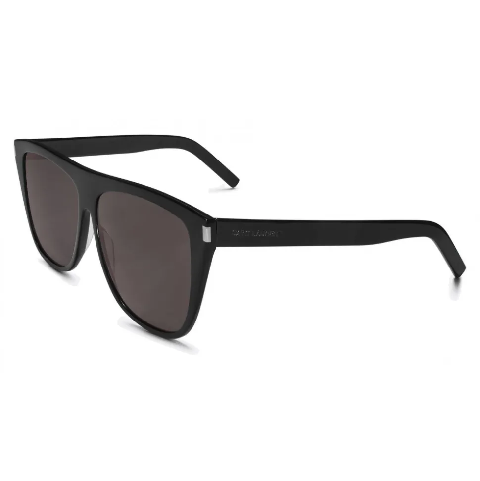 Yves Saint Laurent - New Wave SL 1/F Slim Sunglasses with Square Wellington Frame - Black - Saint Laurent Eyewear - Avvenice