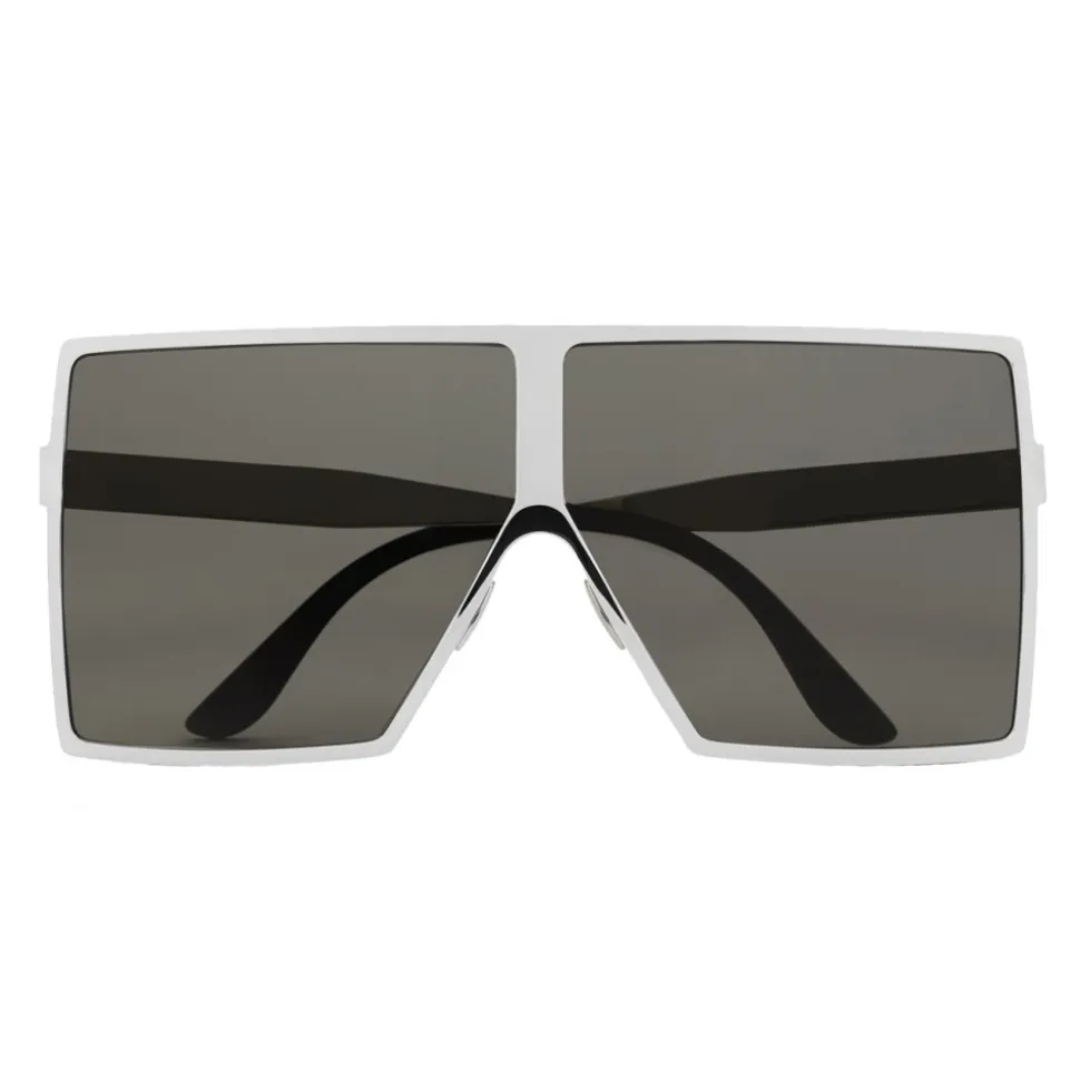 Yves Saint Laurent - New Wave 182 Betty Silver Sunglasses in Shiny Metal with Gray Nylon Lenses - Saint Laurent Eyewear - Avvenice