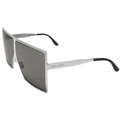 Yves Saint Laurent - New Wave 182 Betty Silver Sunglasses in Shiny Metal with Gray Nylon Lenses - Saint Laurent Eyewear - Avvenice