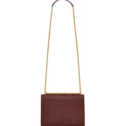 Yves Saint Laurent - Sunset Medium in Crocodile-Embossed Leather - Red Velvet - Saint Laurent Exclusive Collection - Avvenice