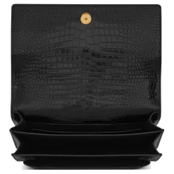 Yves Saint Laurent - Sunset Large in Crocodile-Embossed Leather - Black - Saint Laurent Exclusive Collection - Avvenice