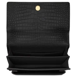 Yves Saint Laurent - Sunset Medium in Crocodile-Embossed Leather - Black - Saint Laurent Exclusive Collection - Avvenice