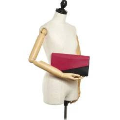 Yves Saint Laurent Vintage - Leather Clutch Bag - Red Black - Leather Handbag - Luxury High Quality - Avvenice