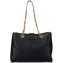 Yves Saint Laurent Vintage - Chevron Monogram Shopper Leather Tote Bag - Black - Leather Handbag - Luxury High Quality - Avvenice