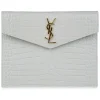 Yves Saint Laurent Vintage - Embossed Uptown Envelope Clutch - White - Leather Handbag - Luxury High Quality - Avvenice