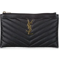 Yves Saint Laurent Vintage - Monogram Bill Pouch - Black - Leather Handbag - Luxury High Quality - Avvenice