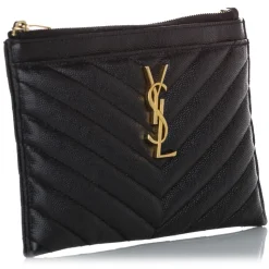 Yves Saint Laurent Vintage - Monogram Bill Pouch - Black - Leather Handbag - Luxury High Quality - Avvenice