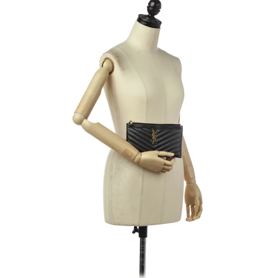 Yves Saint Laurent Vintage - Monogram Bill Pouch - Black - Leather Handbag - Luxury High Quality - Avvenice