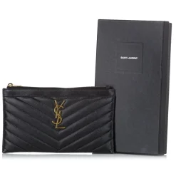 Yves Saint Laurent Vintage - Monogram Bill Pouch - Black - Leather Handbag - Luxury High Quality - Avvenice