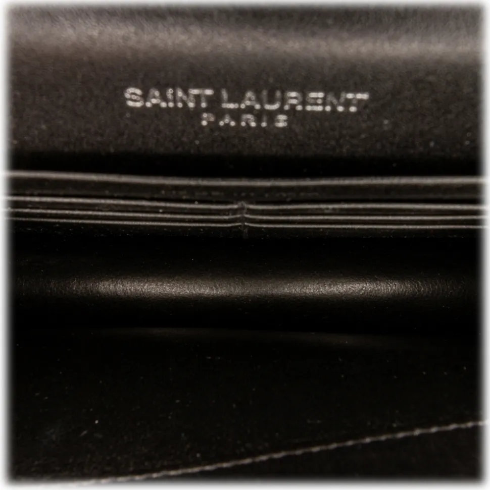 Yves Saint Laurent Vintage - Kate Leather Wallet on Chain - Black Silver - Leather Wallet - Luxury High Quality - Avvenice