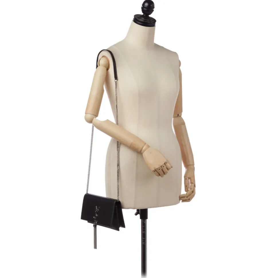 Yves Saint Laurent Vintage - Kate Leather Wallet on Chain - Black Silver - Leather Wallet - Luxury High Quality - Avvenice