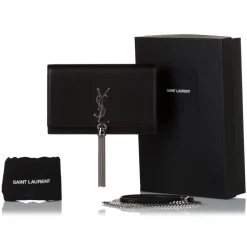 Yves Saint Laurent Vintage - Kate Leather Wallet on Chain - Black Silver - Leather Wallet - Luxury High Quality - Avvenice